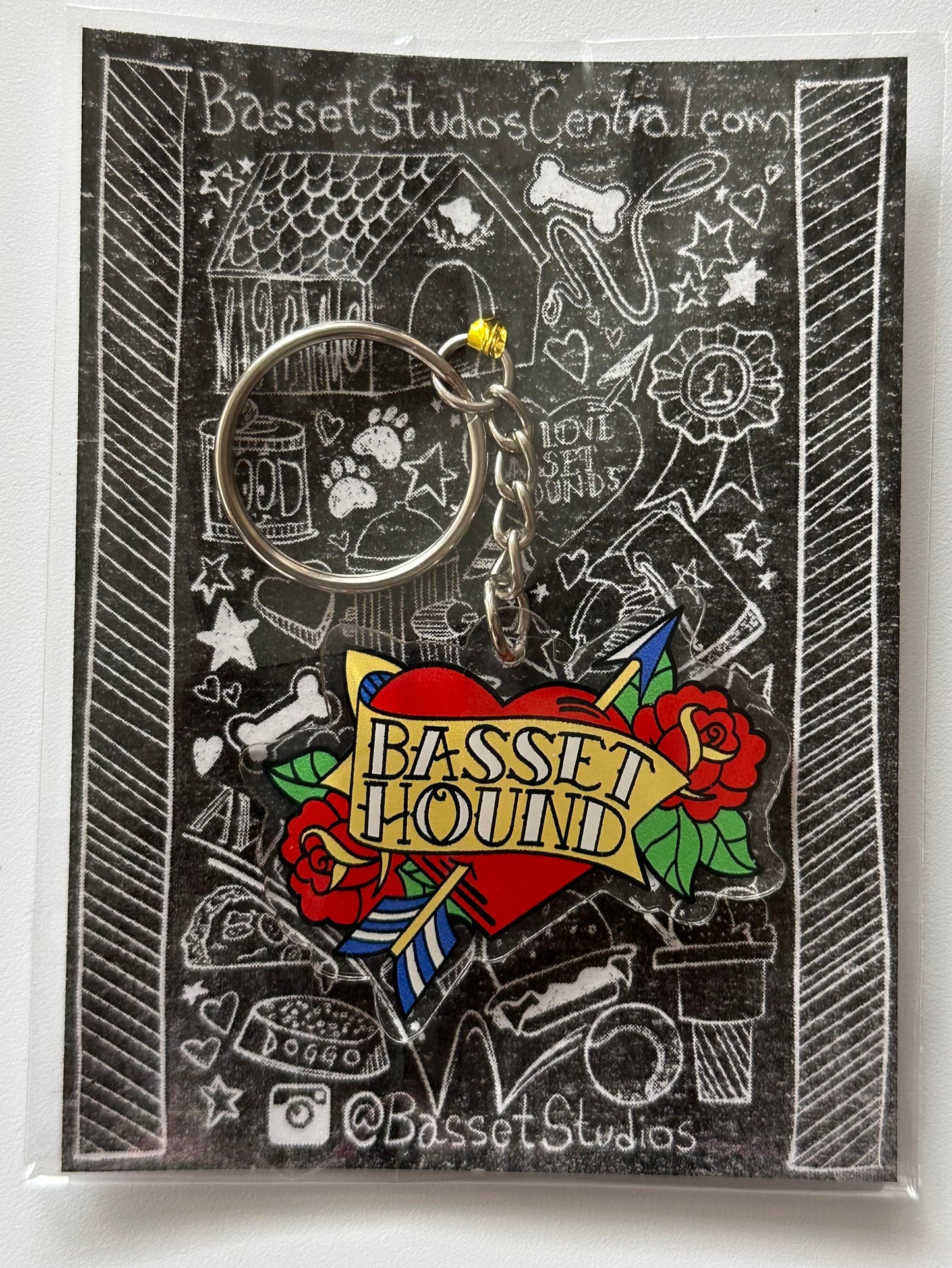 Basset Heart Keychain