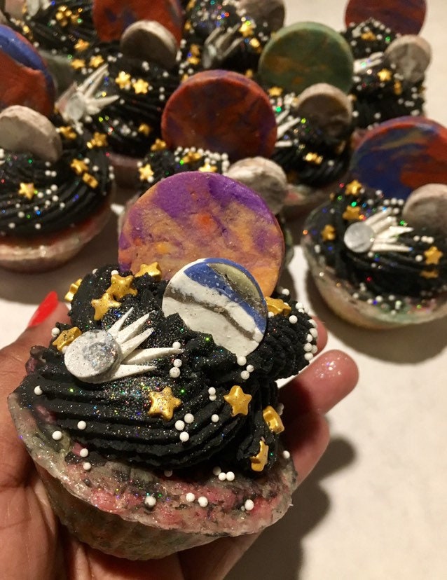 2-D Galaxy Soap (Space Themed Bar & Soapy Cupcakes)