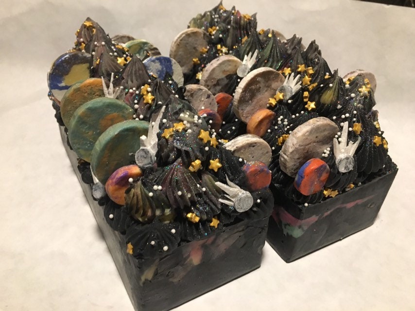 2-D Galaxy Soap (Space Themed Bar & Soapy Cupcakes)