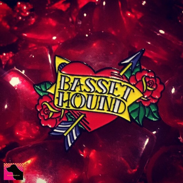 Basset Heart Pin