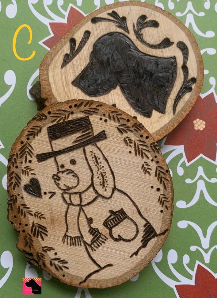 Snow Pup Wood-slice Ornaments