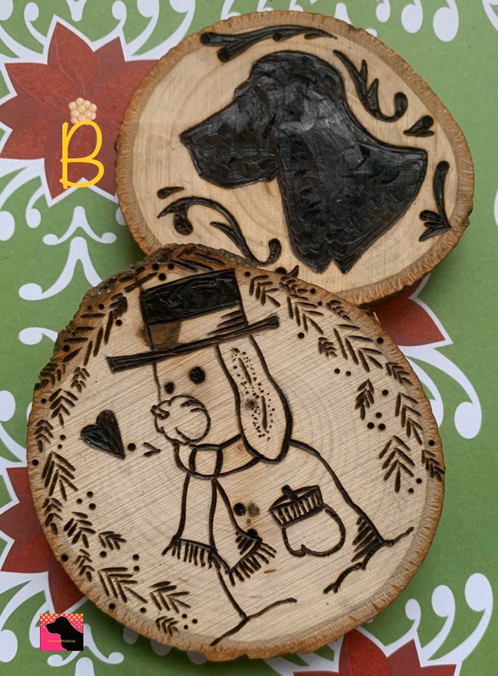 Snow Pup Wood-slice Ornaments