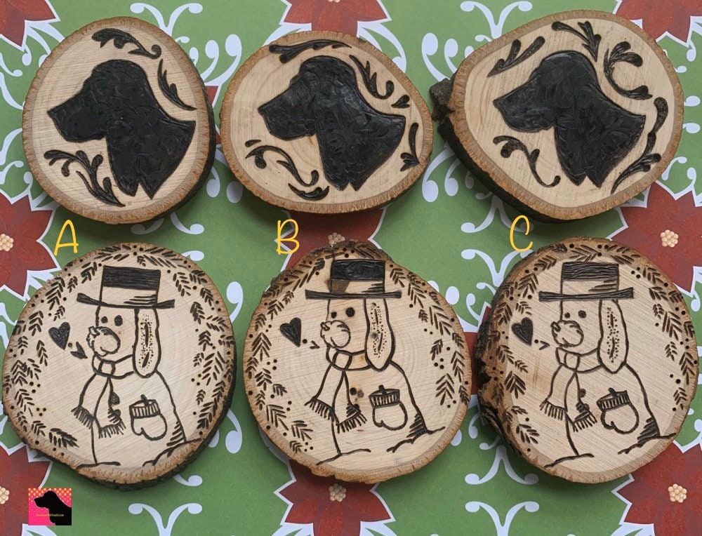 Snow Pup Wood-slice Ornaments