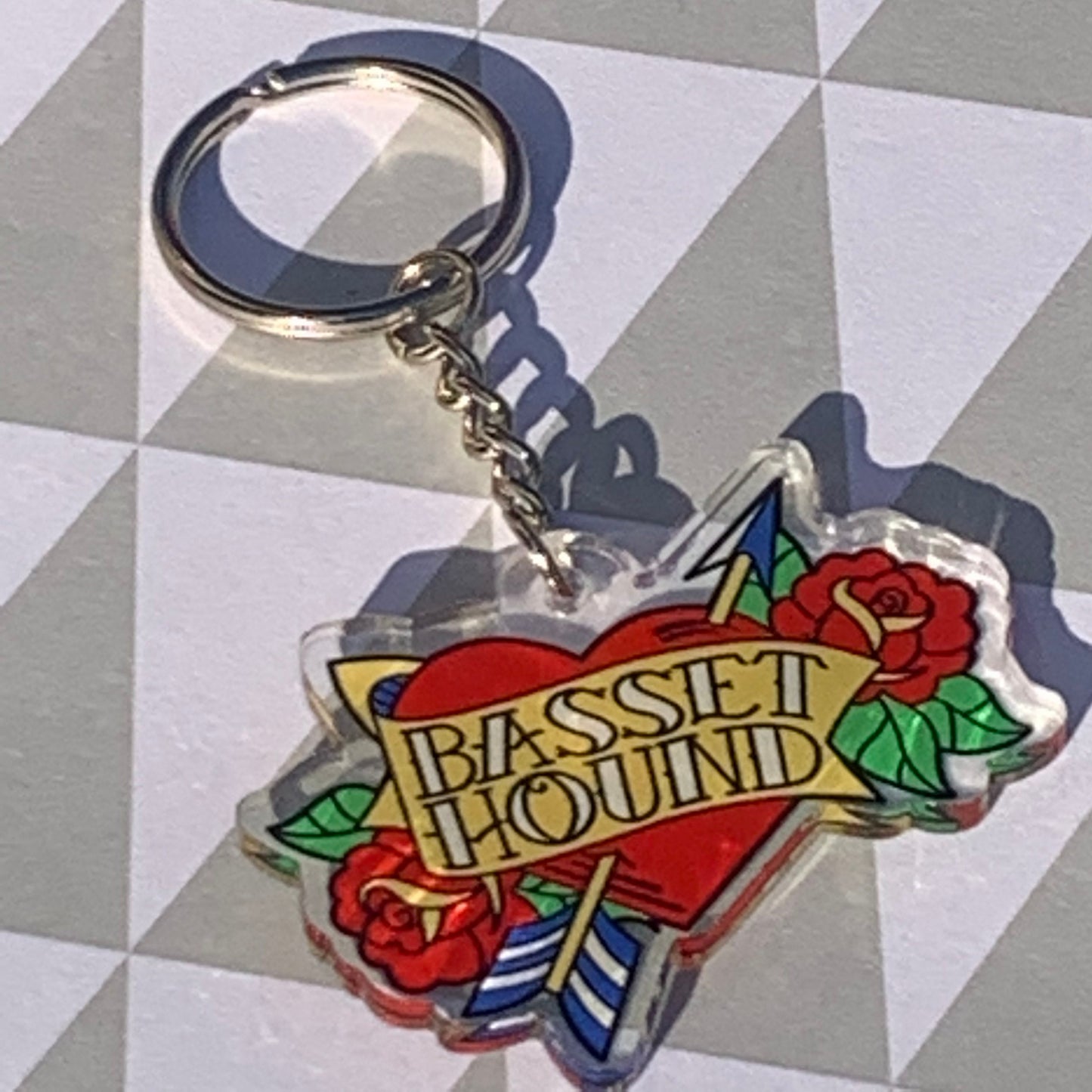 Basset Heart Keychain