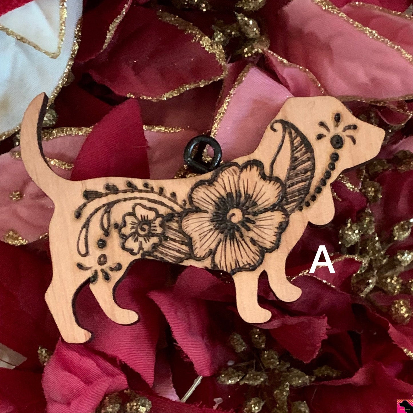A-K Henna Hounds Wood Burned Ornaments