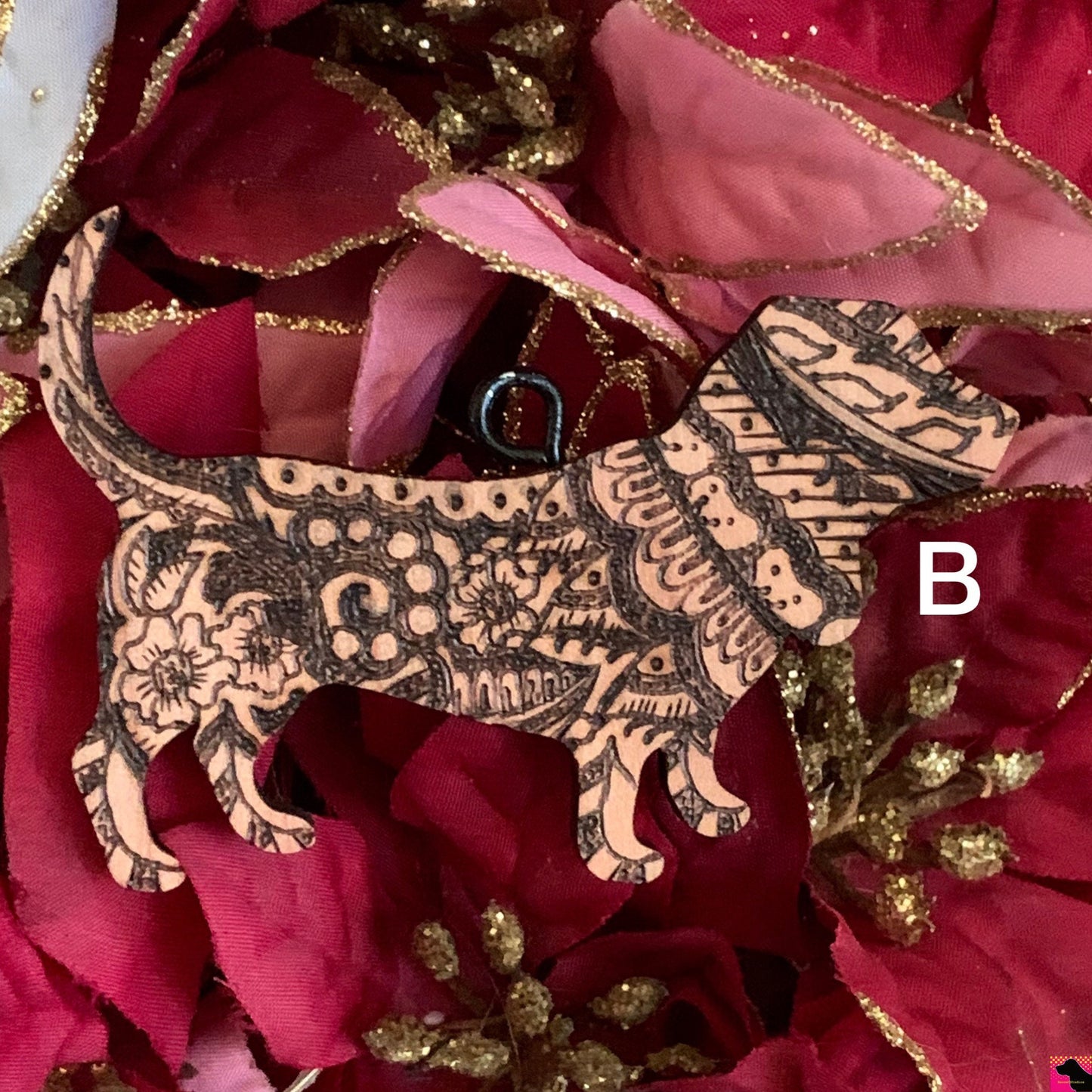 A-K Henna Hounds Wood Burned Ornaments