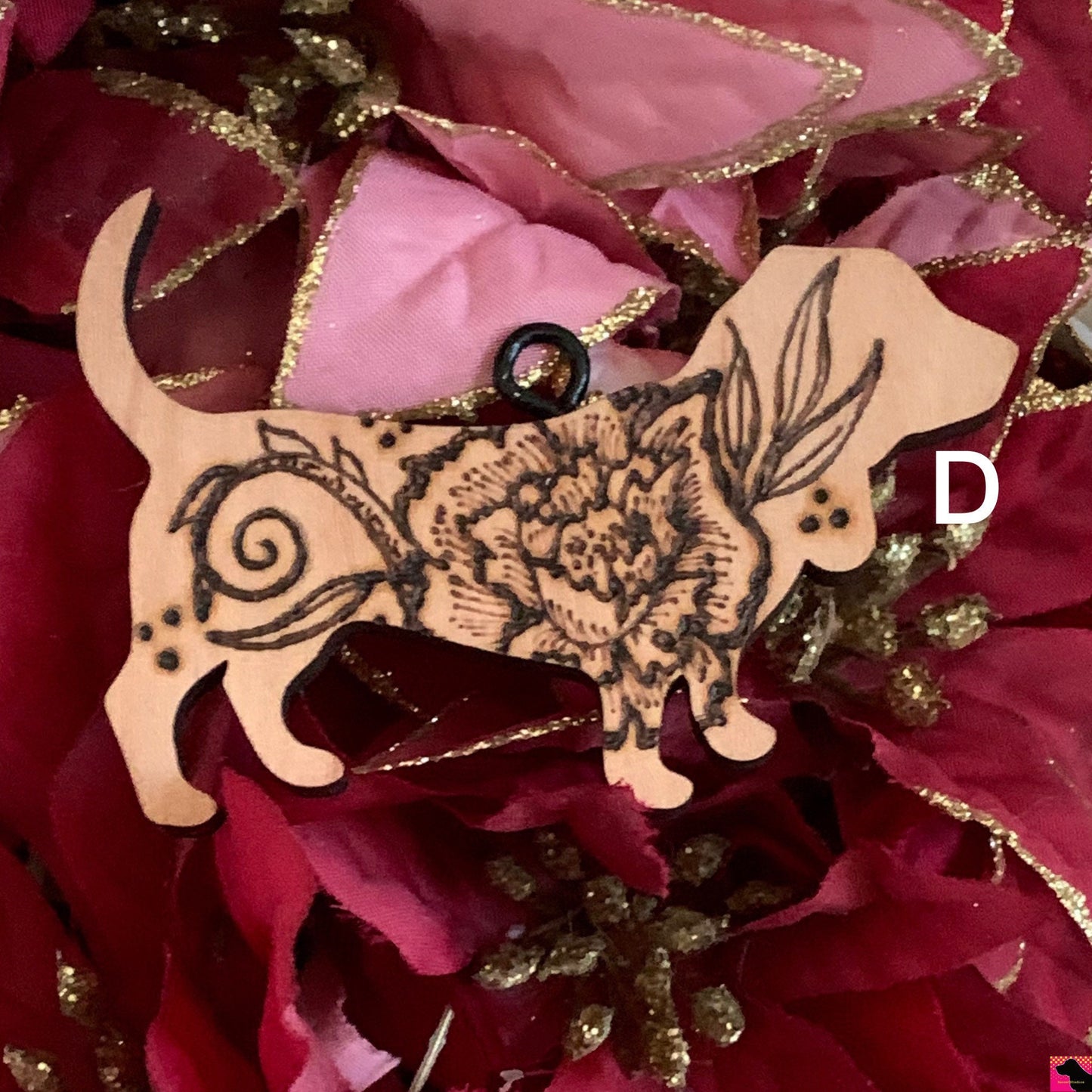 A-K Henna Hounds Wood Burned Ornaments
