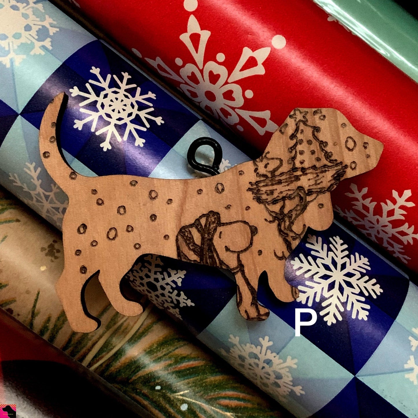 L-P Wood Burned Hound Ornaments