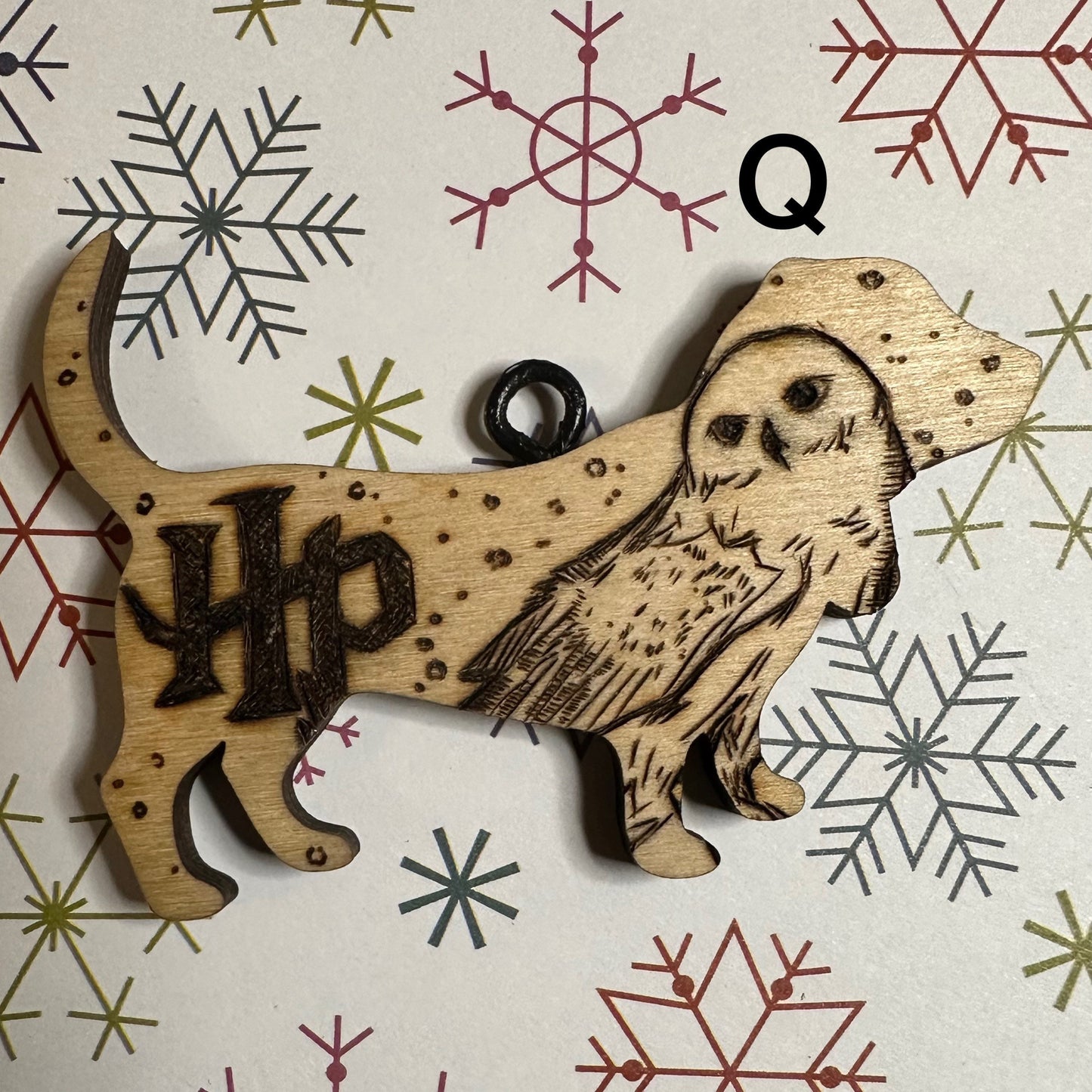 Q-U Wood Burned Hound Ornaments