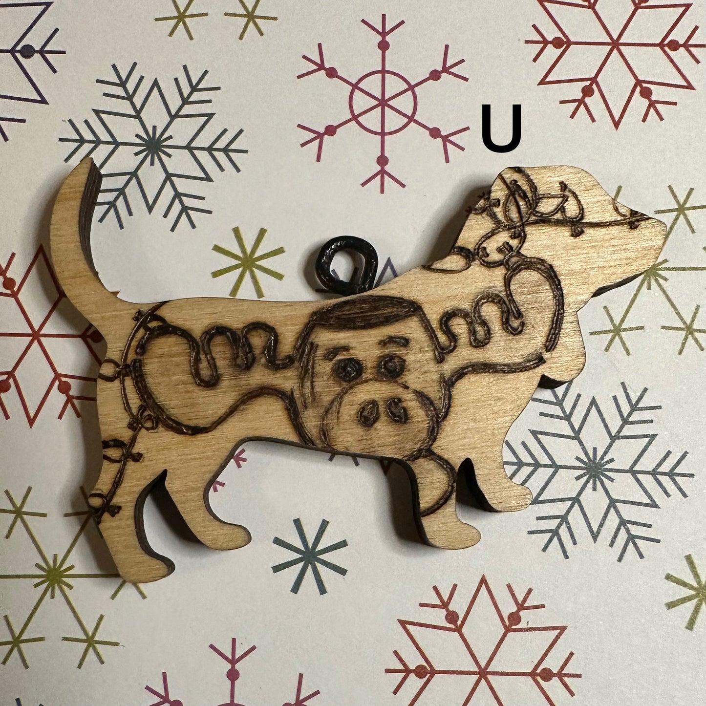 Q-U Wood Burned Hound Ornaments