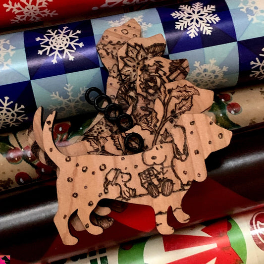 L-P Wood Burned Hound Ornaments
