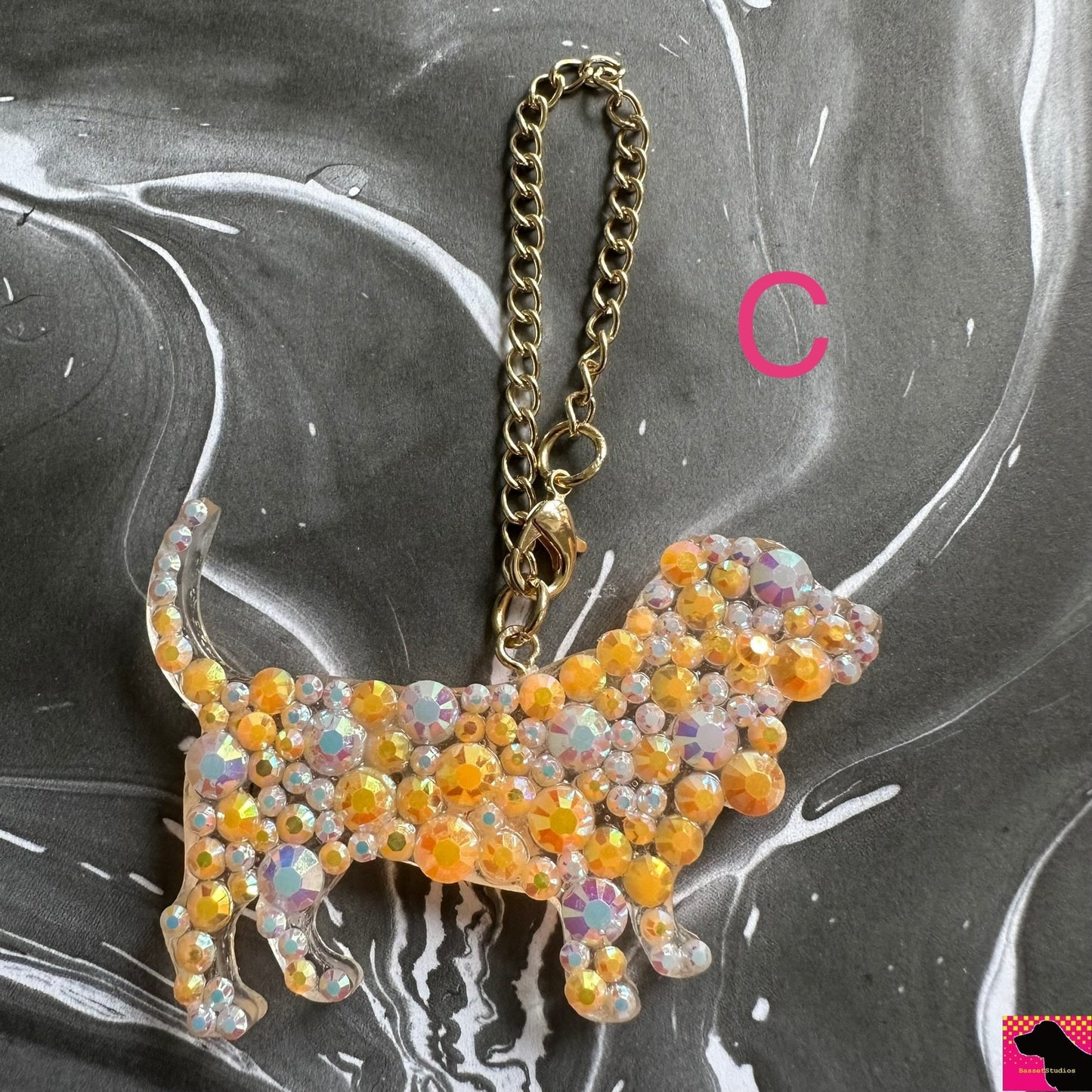 A-E Blinged Out Basset Purse/ Bag Charm